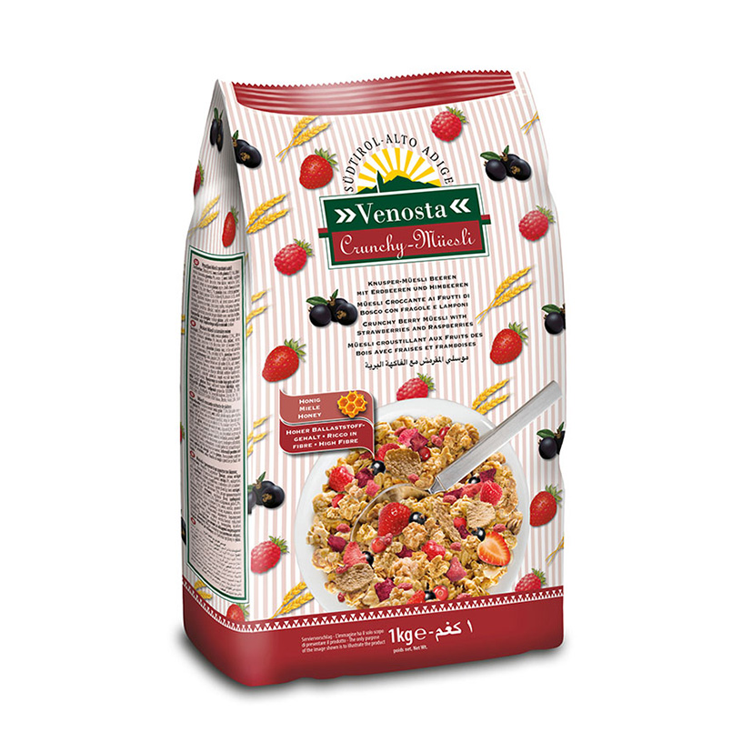 KNUSPERMÜSLI CRUNCHY ERDBEERE/HIMBEERE 1kg VENOSTA
