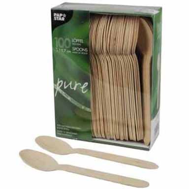 LÖFFEL AUS HOLZ 15,7cm  100 STÜCK