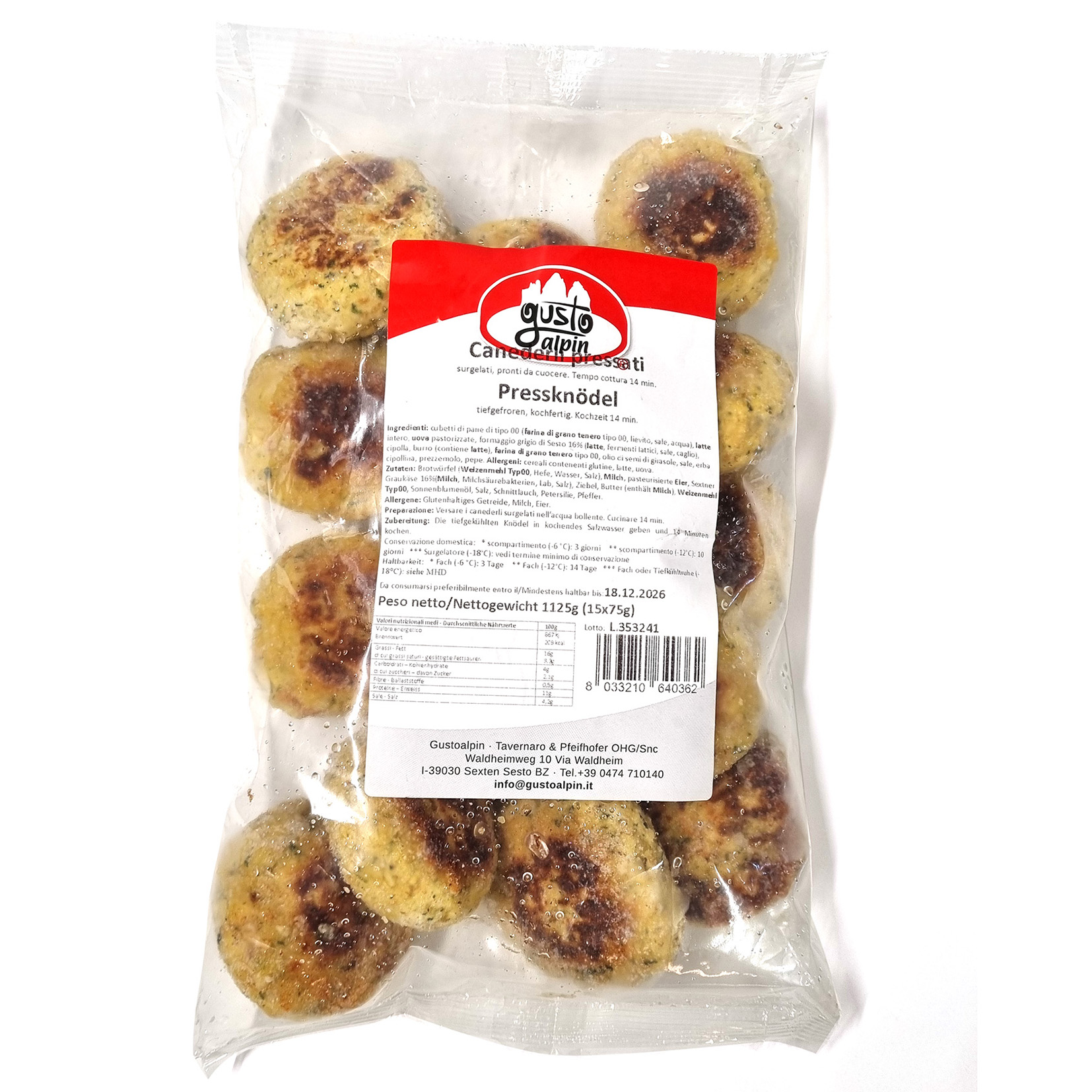 PRESSKNÖDEL 75g 1kg GEFR. 'GUSTOALPIN'