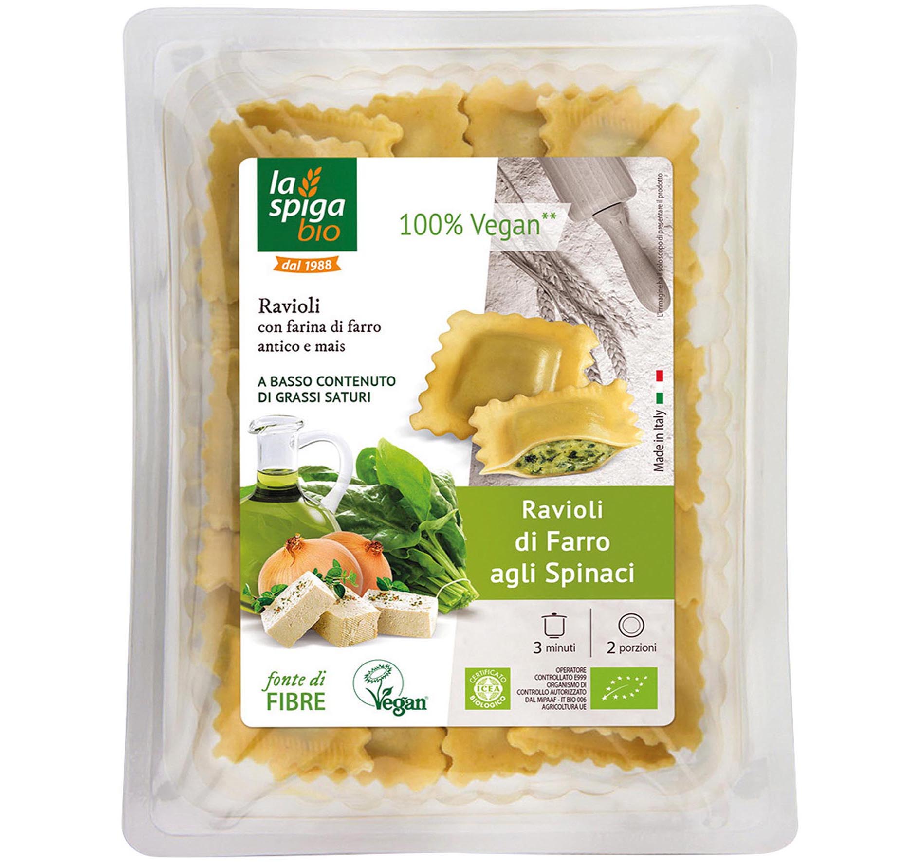 RAVIOLI DI FARRO AGLI SPINACI VEGANI 250g