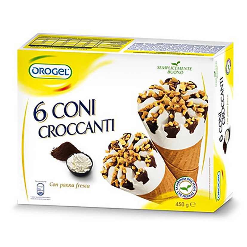 EIS CONO CROCCANTE SCHOKO-SAHNE 6 ST. 450g OROGEL