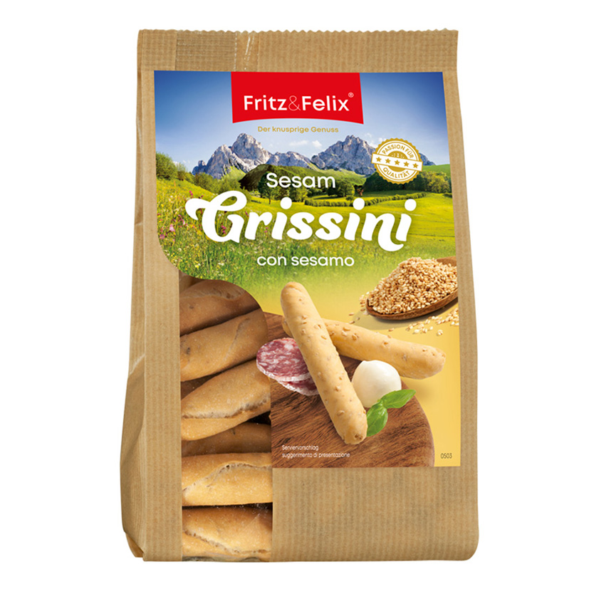 GRISSINI 11cm SESAMO 125g  FRITZ & FELIX
